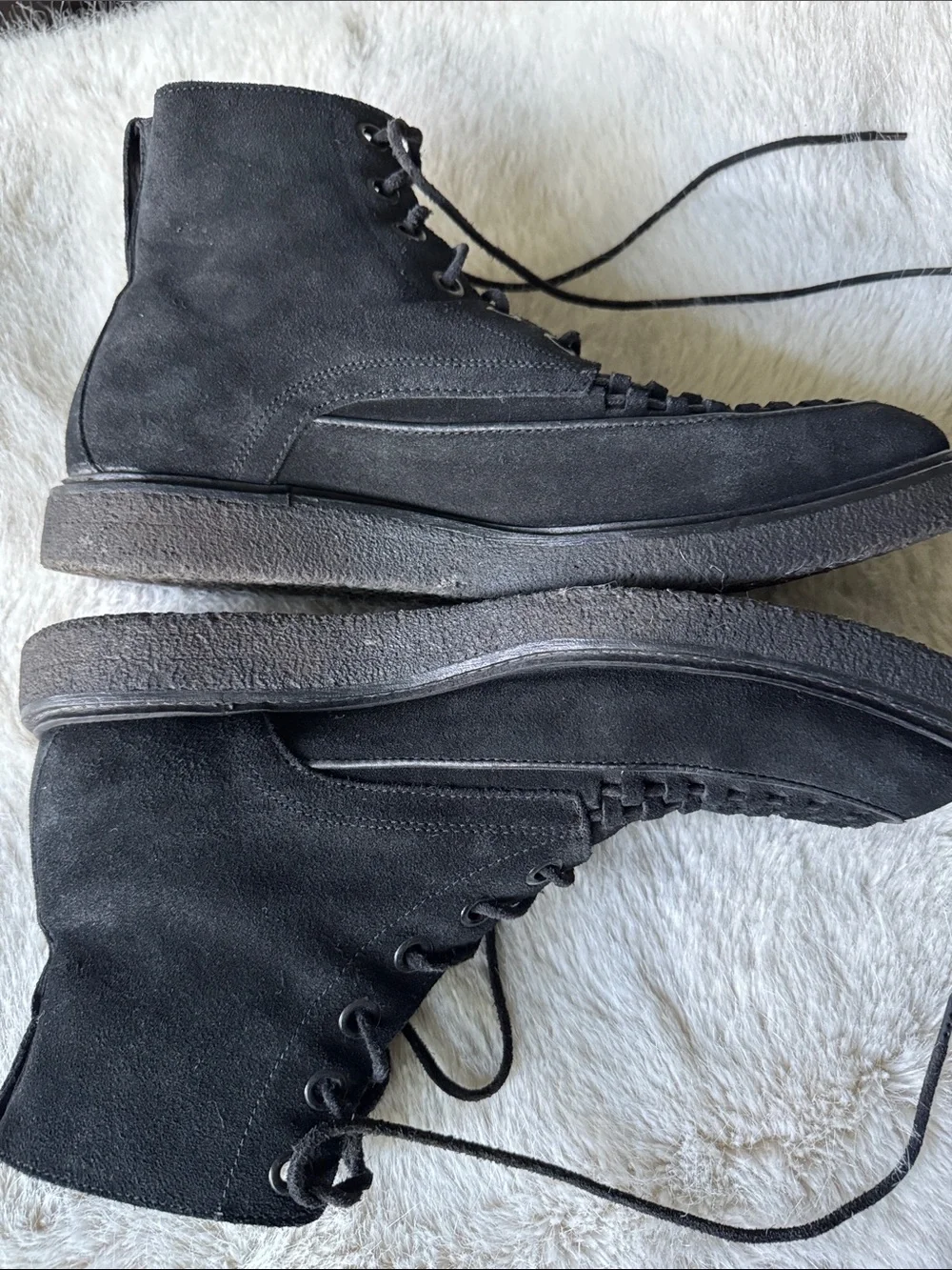 AllSaints Black Suede Chukka Boots with Moc Toe Stitching
